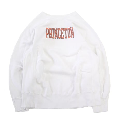 80's CHAMPION RW SWEAT "PRINCETON" 染み込み プリント White Lサイズ USA製