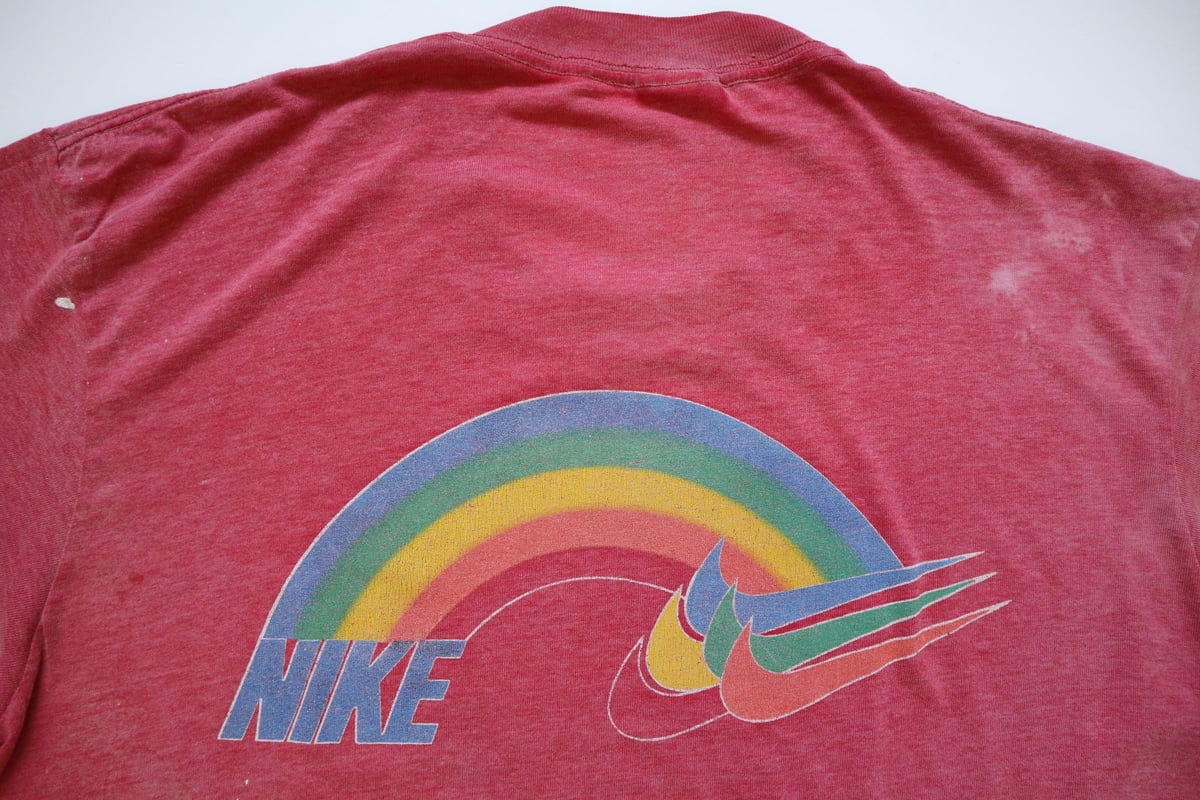 貴重 70s ビンテージ USA製 NIKE ナイキ レインボー ロゴ Tシャツ