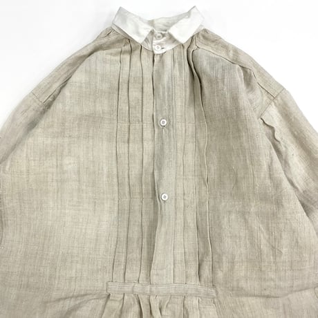 50's～ unknown Antique Linen LS One Piece