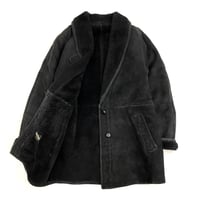 "All Black" Sheepskin Mouton Shawl Collar Boa Jacket