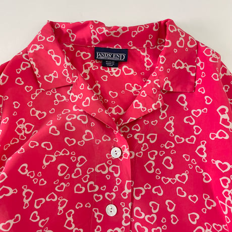 "Women's" ～00's LANDS' END "Heart" "Set Up" Silk Shirt Pants