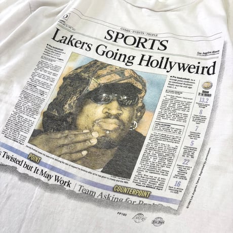 90's "Dennis Rodman" "Los Angeles Times" Tシャツ Lサイズ USA製