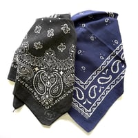 70's～80's "Black/Navy Paisley" All Cotton Bandana (sold separately)