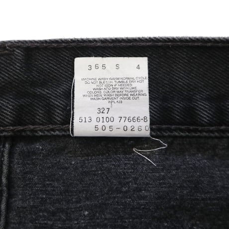 00's Levi's 505 "Super Black" "Cut Off" Denim Pants 30×32 USA製