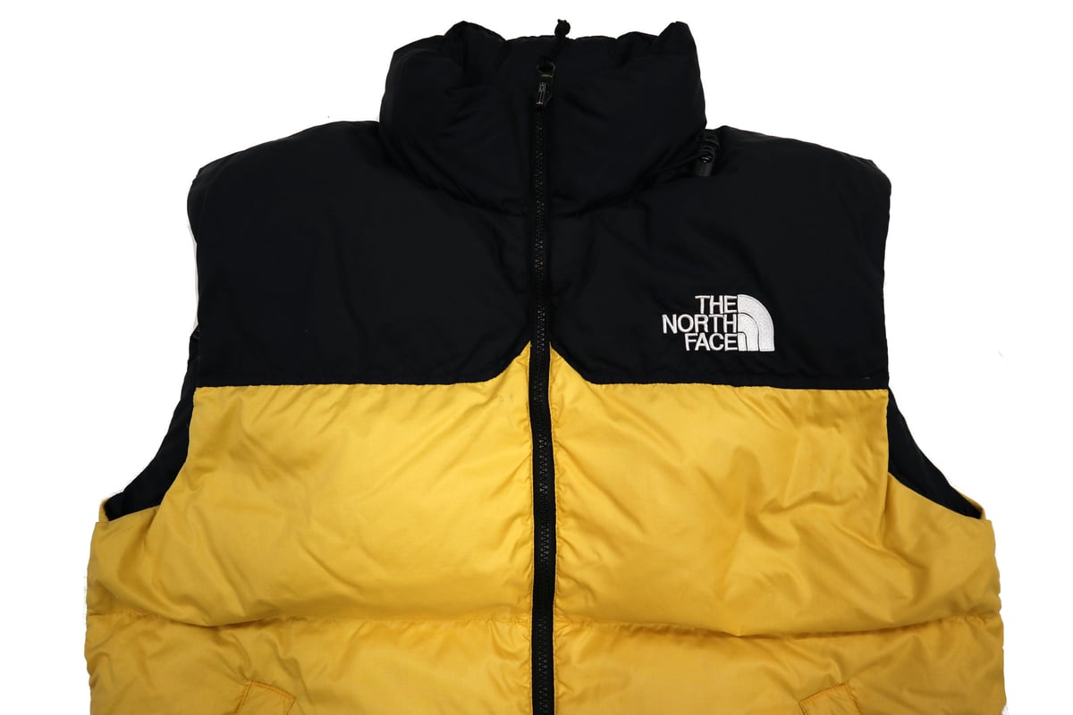 90's THE NORTH FACE 700FILL ヌプシ ダウンベスト BLACK×YE...