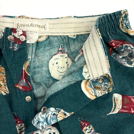 80's Banana Republic "Christmas Pattern" Pajama Pants Sサイズ USA製