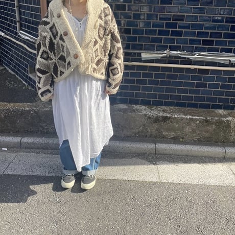 80's～ QUIPOS "Geometric Pattern" Wool Jacket