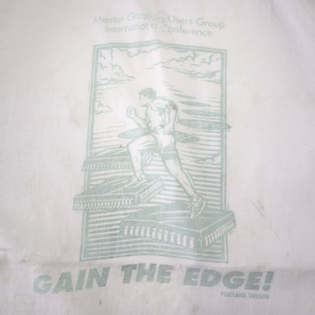 90's ONEITA "Gain The Edge" 染み込み プリント Tシャツ XLサイズ USA製