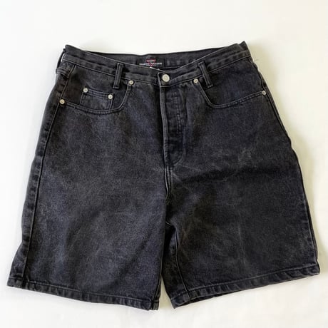 90's GUESS Black Denim Buggy Short Pants USA製
