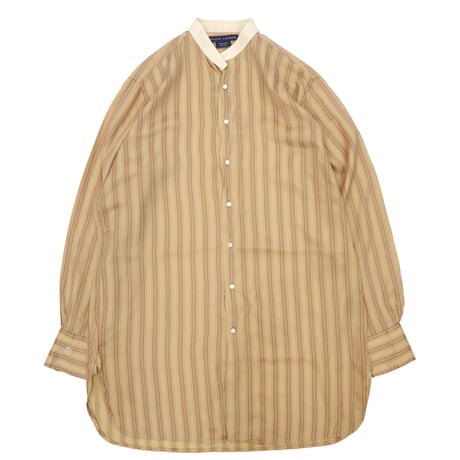 90's Ralph Lauren SILK 100% Band Collar Stripe Shirt