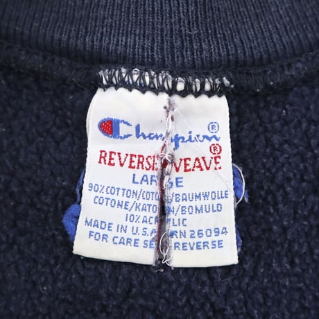 90's CHAMPION RW SWEAT "目付き Ohio" Navy Lサイズ USA製
