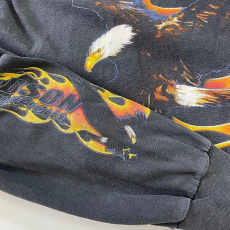 "Black Fade" 90's Harley Davidson "4面" LS Tシャツ XLサイズ USA製