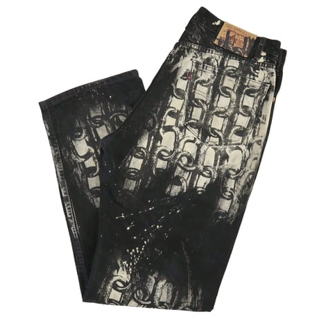 00's Levi's 505 "Silk Print" "Super Black" Denim Pants 36×32