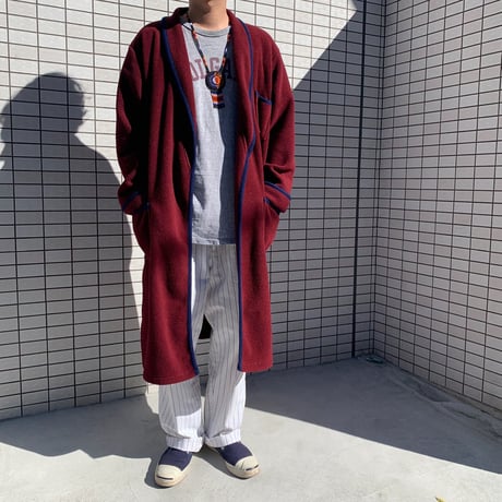 80's～90's L.L. Bean "Fleece" ロング ガウン コート Wine Mサイズ USA製