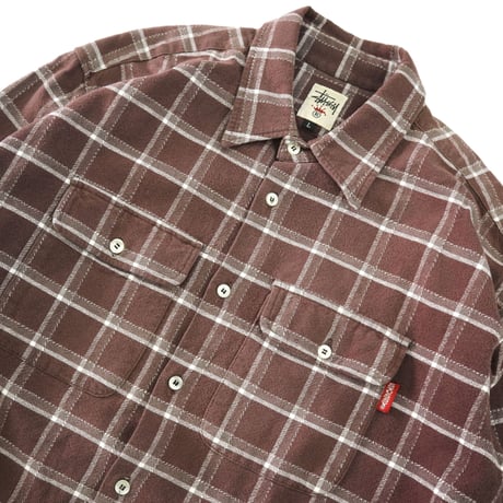 "Good Color" 〜90's OLD STUSSY Check Flannel Box Shirt Lサイズ USA製