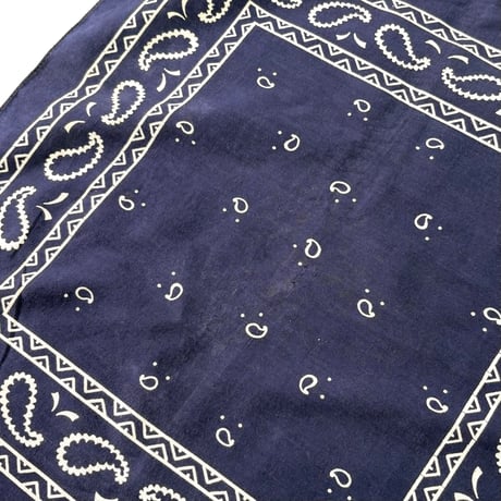 70's～80's "Black/Navy Paisley" All Cotton Bandana (sold separately)