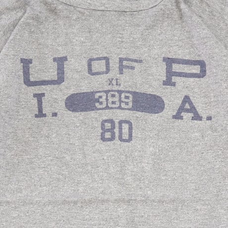 70's CHAMPION バータグ "U of P" 4段 染み込み プリント Tシャツ XLサイズ