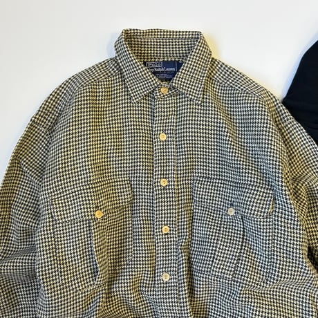 90's Polo Ralph Lauren "No Pony" "Hounds tooth" Cotton Shirt Mサイズ