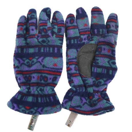 90's EMS "Colorful Aztec" Fleece Gloves Lサイズ