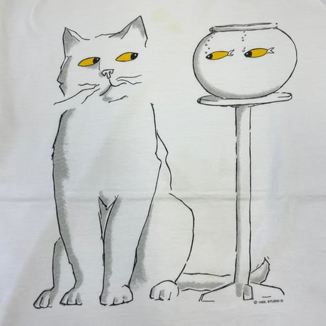 90's ONEITA "STUDIO Q" "Cat" Tシャツ Lサイズ
