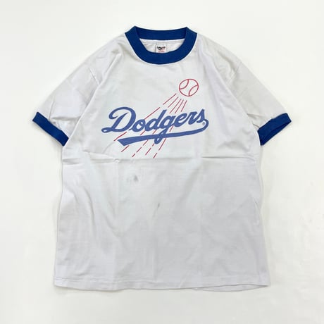 80's Collegiate Pacific "LA Dodgers" "Water Print" リンガー Tシャツ Lサイズ USA製