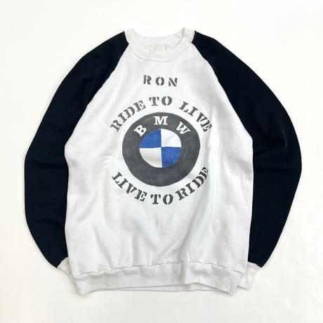 70's～80's unknown "BMW Stencil" 2tone Sweat Lサイズ USA製
