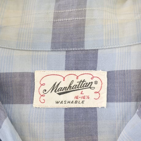 "Good Color" 50's～60's Manhattan オープンカラー コットン チェック シャツ Lサイズ