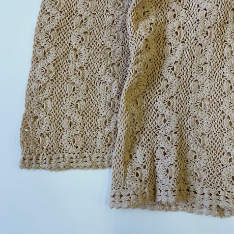 "Women's" 70's 精三巧制 "Hand Made" Crochet Cotton Cardigan XLサイズ