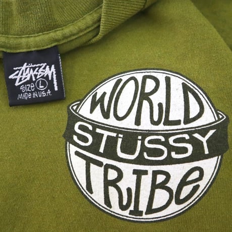 80's～90's OLD STUSSY 黒タグ "WORLD TRIBE" LS Tシャツ Lサイズ USA製