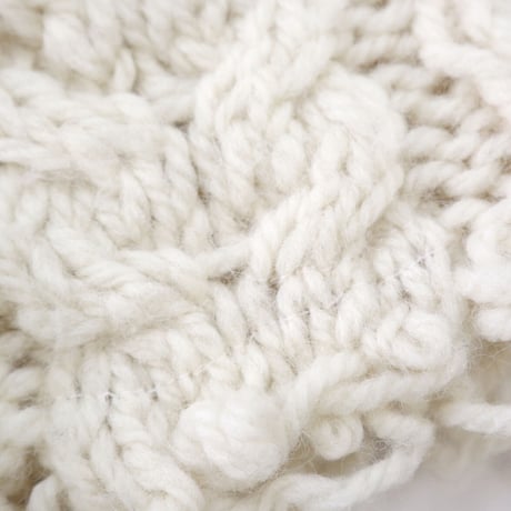"Women's" 80's～ Matt Andrews "Cut Off" Wool Aran Sweater Ivory ITALY製