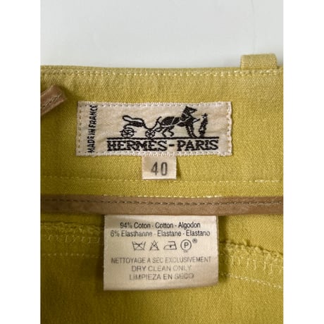 "Women's Size" HERMES Cotton × Spandex Pants FRANCE製