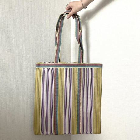 'New' Ethnic Random Stripe Mesh Tote Bag Medium