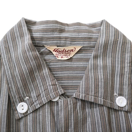 50's Hadson 3点留め マルチストライプ LS シャツ Mサイズ