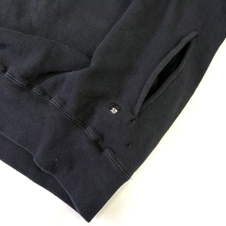 90's Russell "Half Button" "Black" Solid Sweat Parka Lサイズ USA製