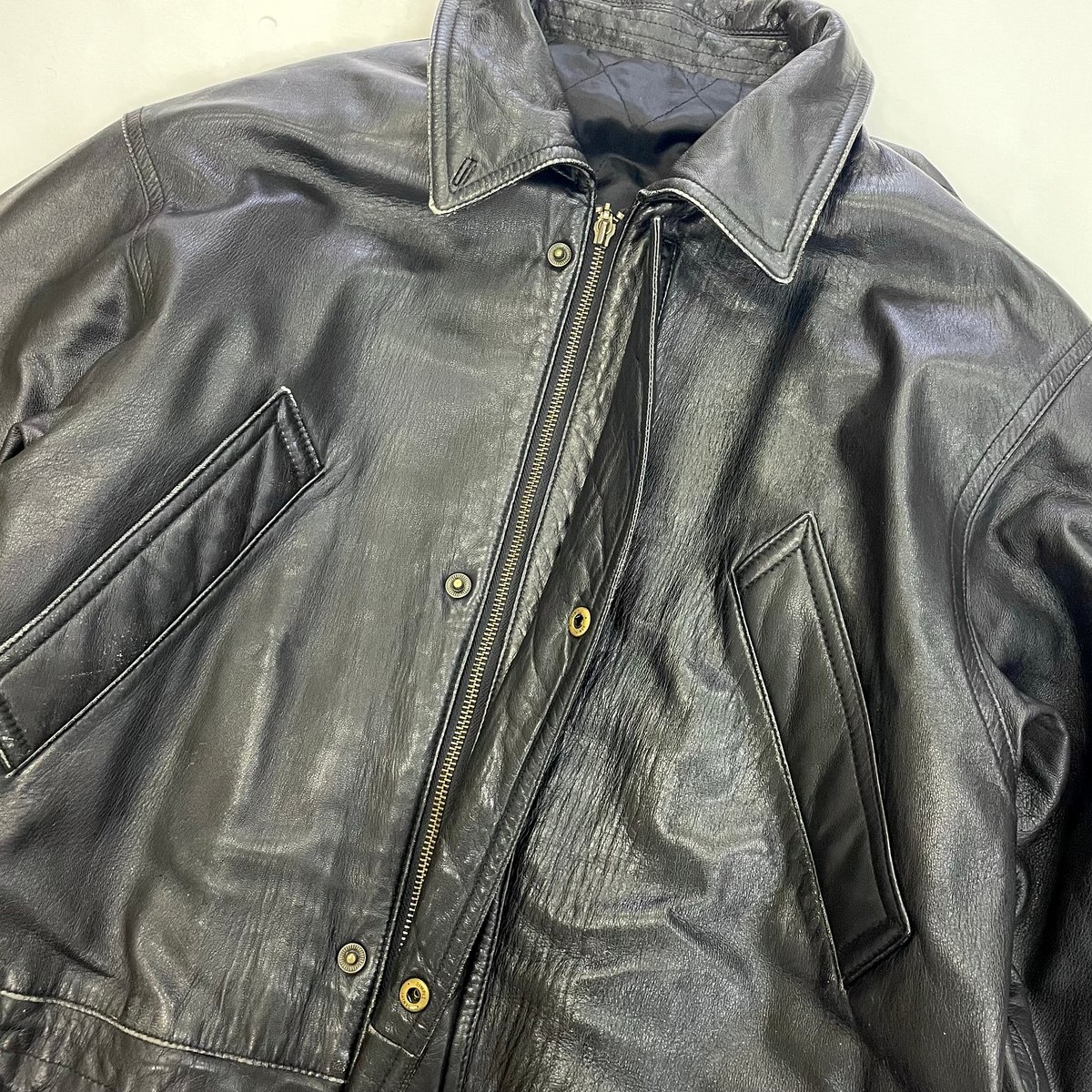古着 '90s【 JUN MEN レザーハーフコート 】本革　フリーサイズ 古着 ´90s【 JUN MEN レザーハーフコート 】本革 フリーサイズ