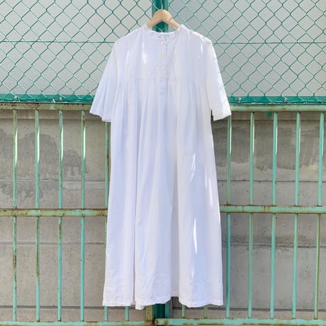 "Women's" ～90's ヘンリーネック コットン ロング ワンピース White