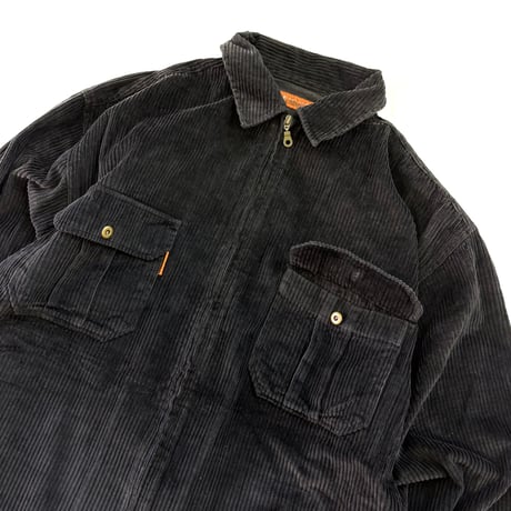 90's Bugle Boy "Black" "太畝" Full Zip Corduroy Shirt Jacket XLサイズ