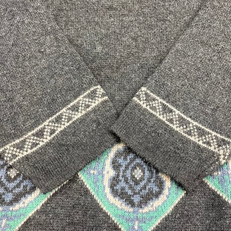 90's～ RED PINK Wool Jacquard Ski Sweater XLサイズ
