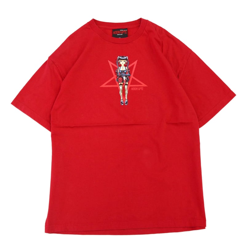 00's HOOK UPS skateboards プリント Tシャツ Red XLサイズ