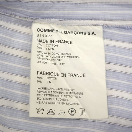 COMME des GARCONS SHIRT "切り替え" ストライプ シャツ Mサイズ France製