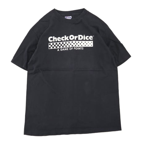 80's～ Hanes "Check or Dice" 両面 プリント Tシャツ XLサイズ USA製