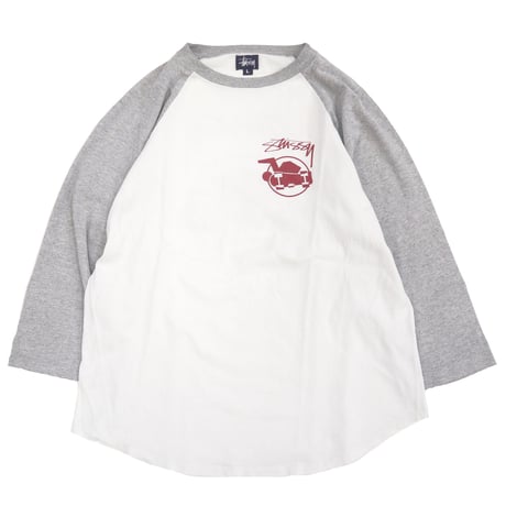 ～00's OLD STUSSY "SKATE MAN" 七分袖 プリント Tシャツ Lサイズ USA製