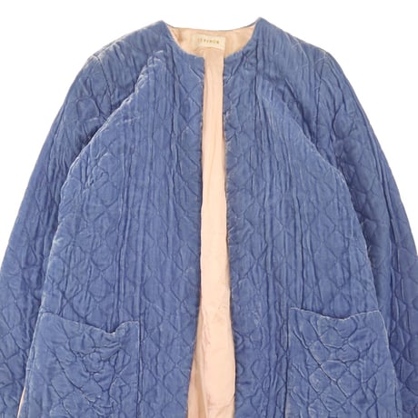 "Women's" 80's～ TEXTRON Velor Quilting Jacket Blue