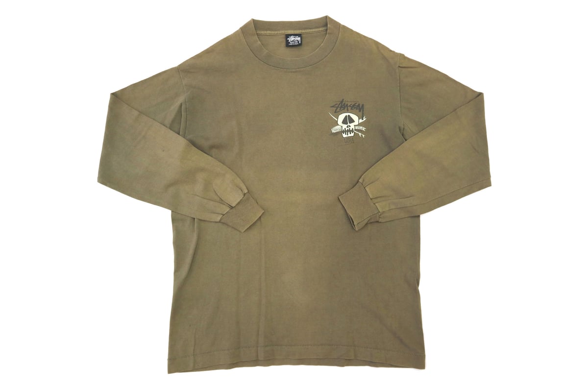 80's～90's OLD STUSSY "SKULL SURF" LS Tシャツ 黒タグ M