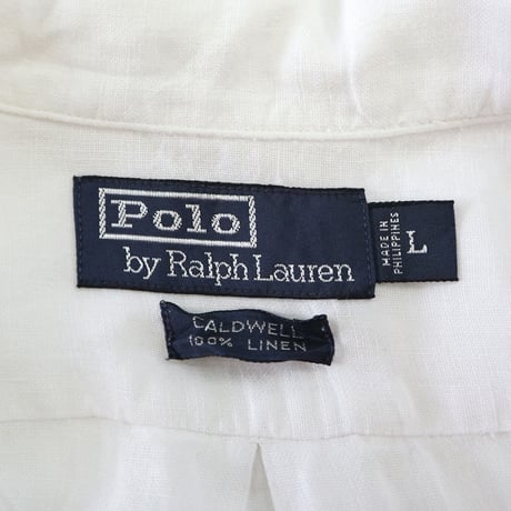 90's～ Polo Ralph Lauren "CALDWELL" "No Pony" Linen Shirt Lサイズ