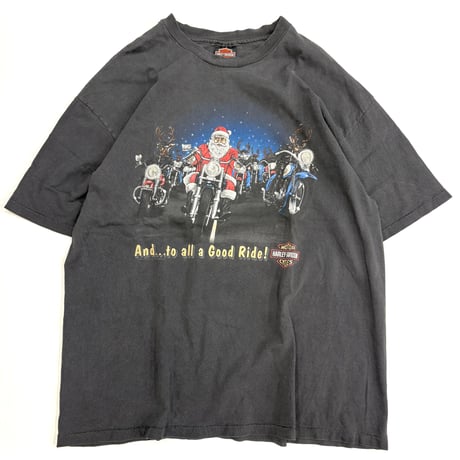 90's Hanes "Harley Davidson" "Santa Claus" "両面" Tシャツ XXLサイズ USA製