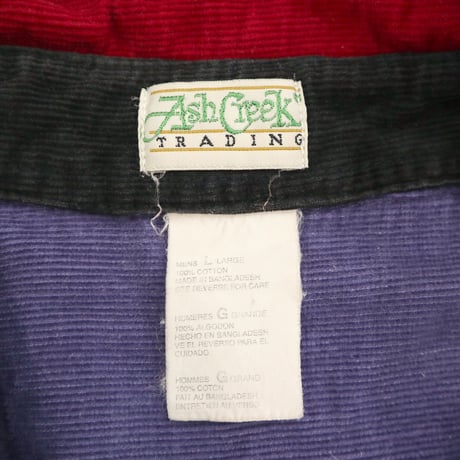 90's～ Ash Creek "Crazy Pattern" ボタンダウン コーデュロイ シャツ Lサイズ