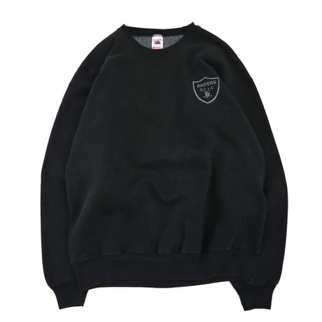～90's Fruit of the loom "Super Cotton" RAIDERS 両面 プリント スウェット Lサイズ USA製