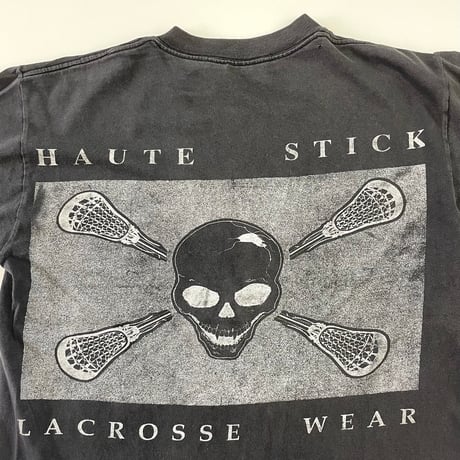"Black Fade" ～90's ONEITA "Haute Stick Lacrosse" 3面 プリント Tシャツ Lサイズ USA製