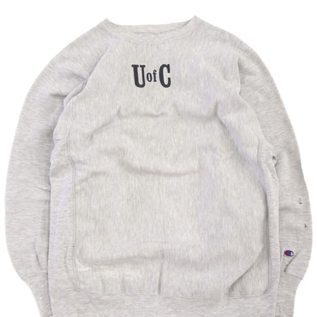 90's CHAMPION RW SWEAT "U of C" 染み込み プリント XLサイズ USA製